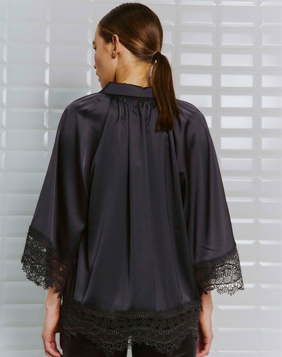 Dagmar WBL Sateen Lace Skjorte - Dark Grey